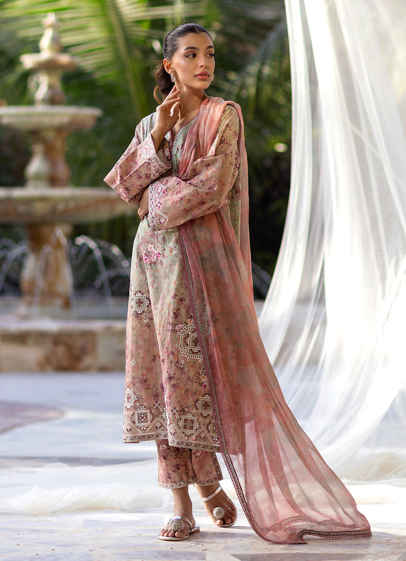 3 PC Embroidered Printed Suit