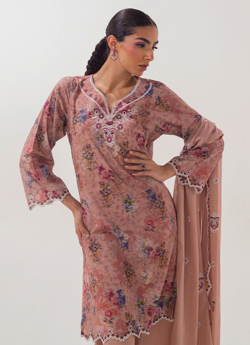 3 PC Embroidered Printed Suit