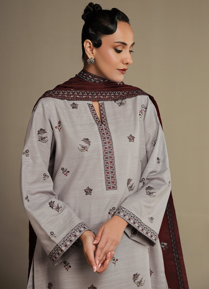 3 PC khaddar Embroidered Suit