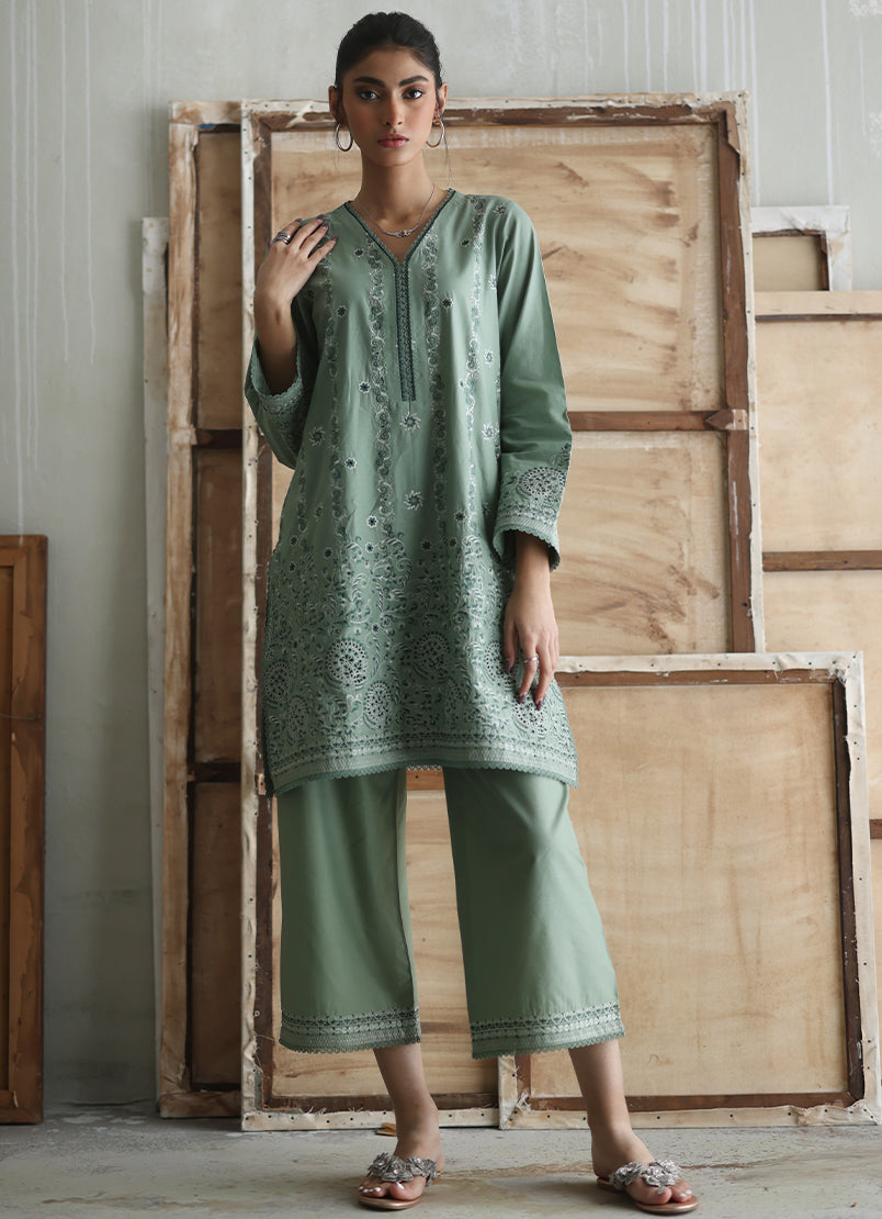 Green Embroidered CO-ORD Set – IMAGE UK