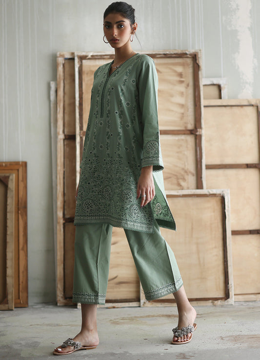 Green Embroidered CO-ORD Set