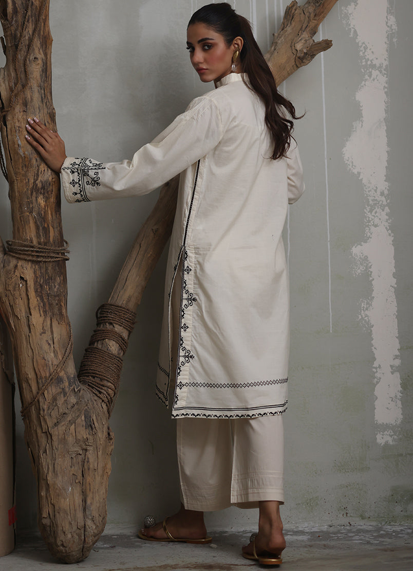 Ivory Embroidered Kurta