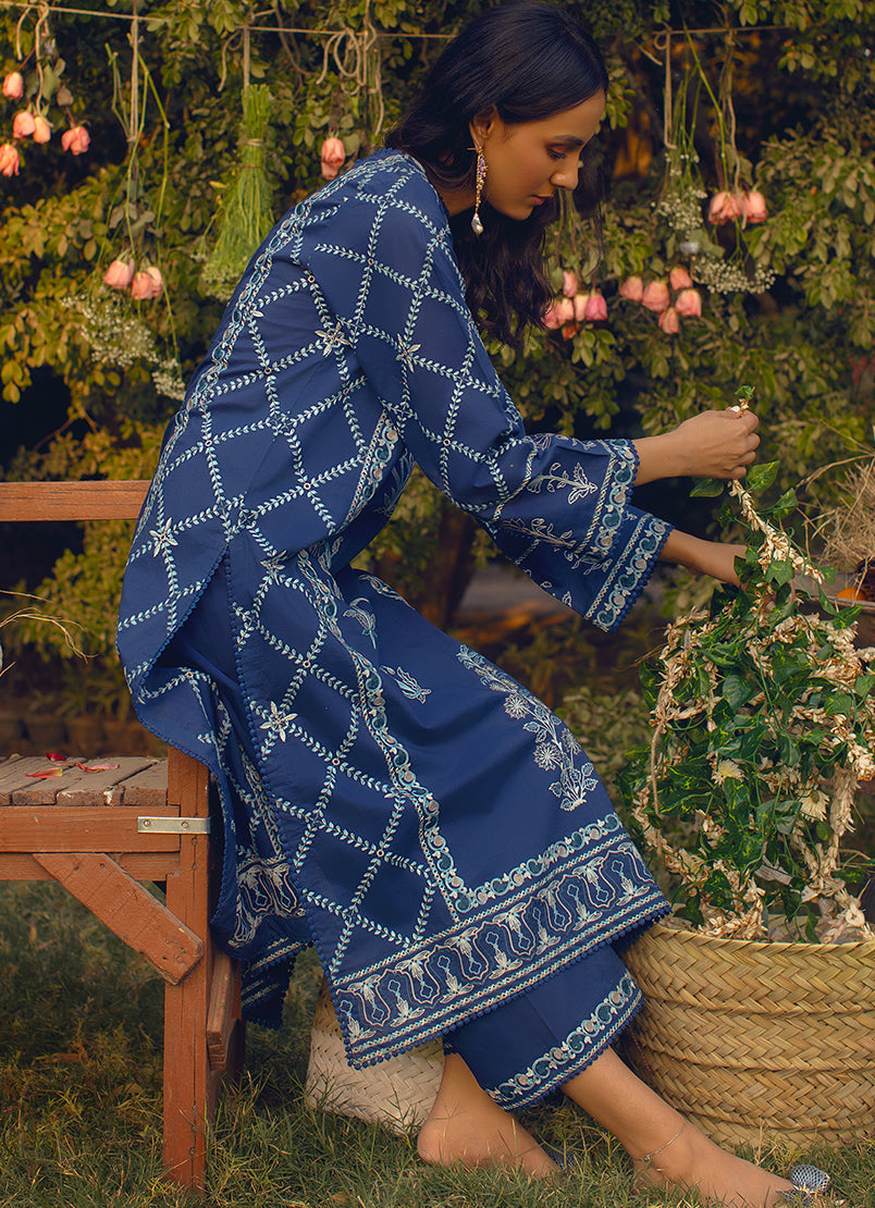 Electric Blue Embroidered CO-ORD Set