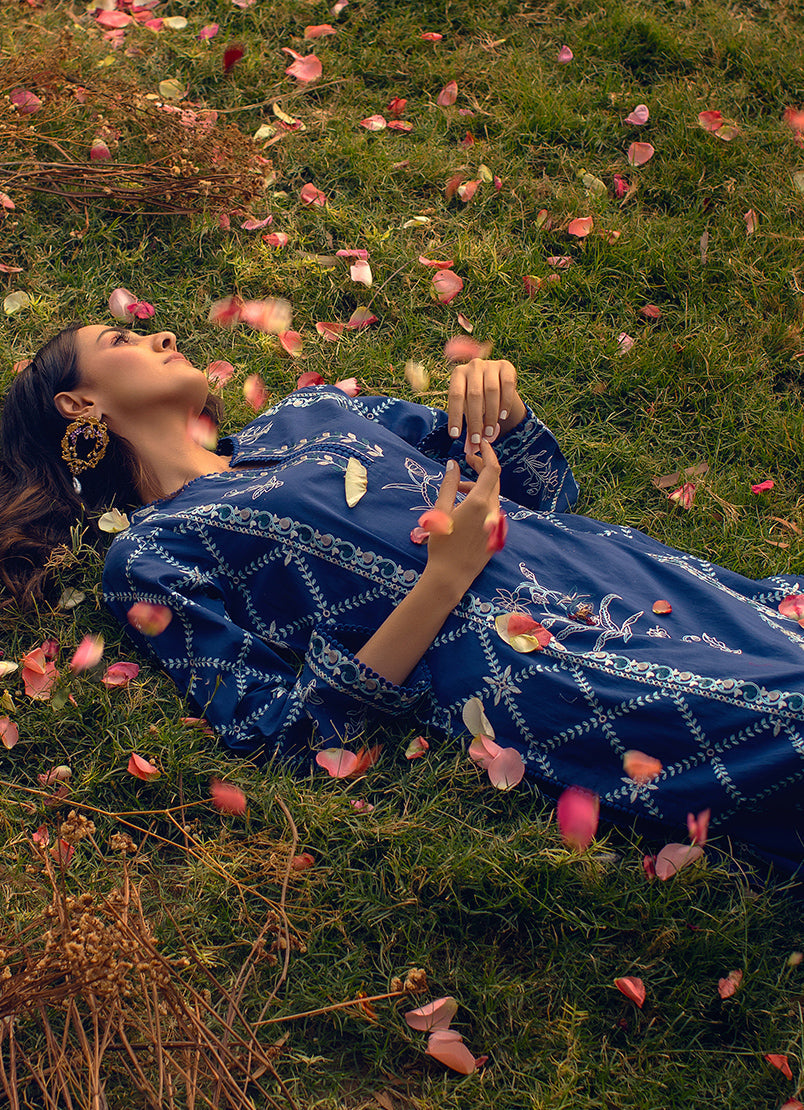 Electric Blue Embroidered CO-ORD Set