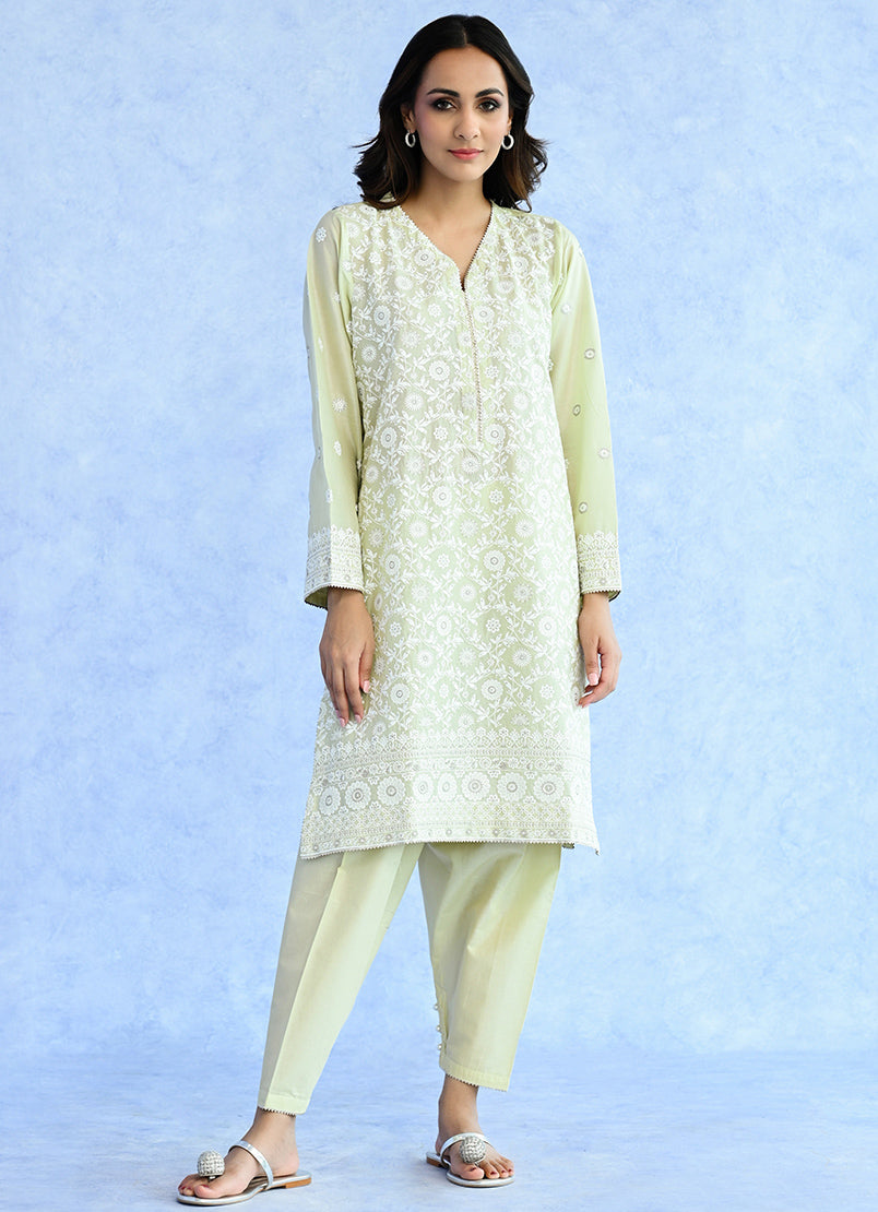 Pistachio Green Embroidered CO-ORD Set