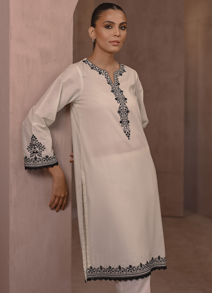 Ivory Embroidered Kurta