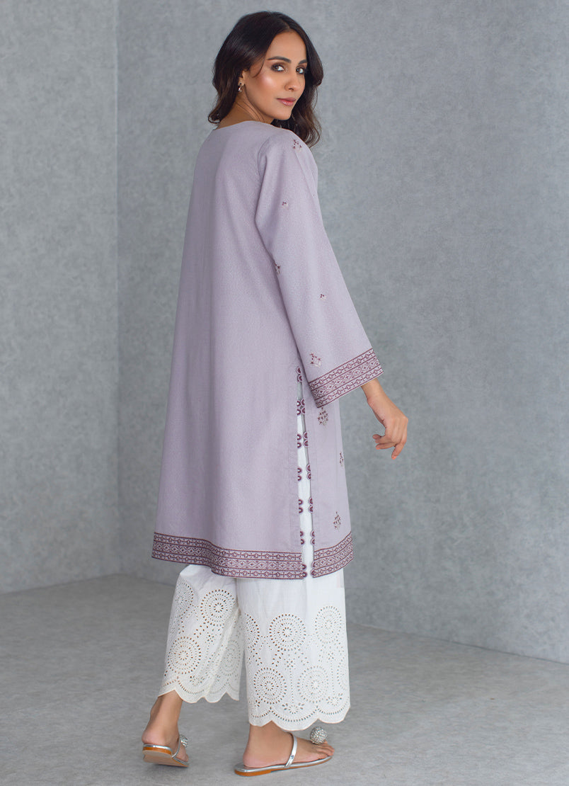 Light Grey Karandi Embroidered Kurta