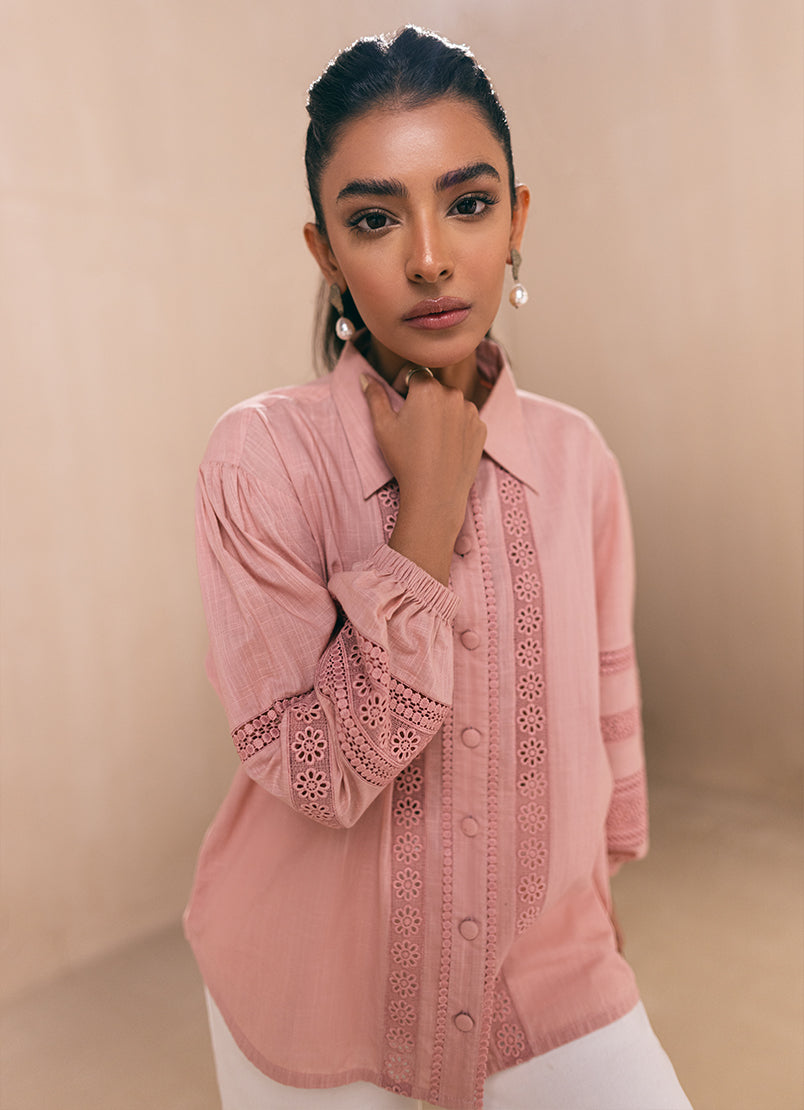 peach-lace-button-down-top