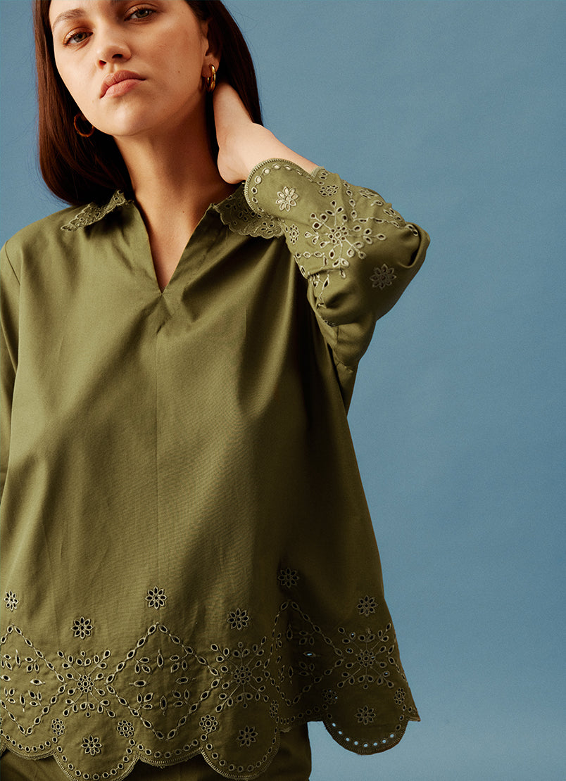 olive-green-embroidered-shirt