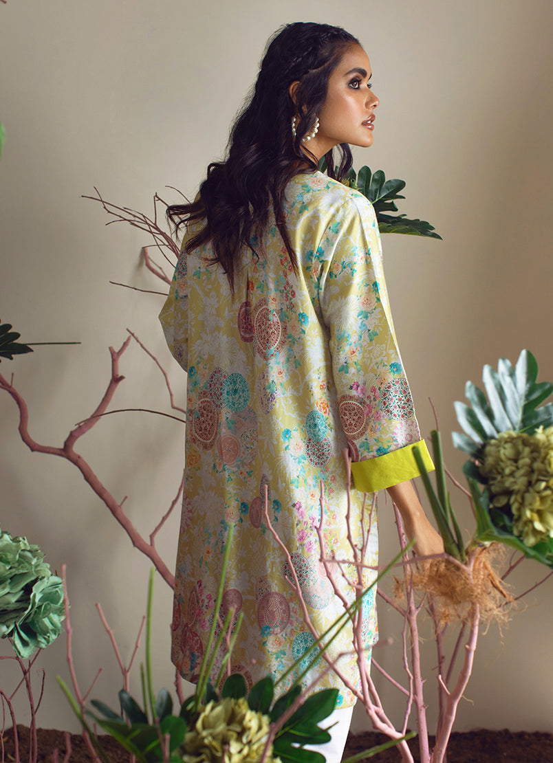 Printed Cotton Satin Kurta - Printed