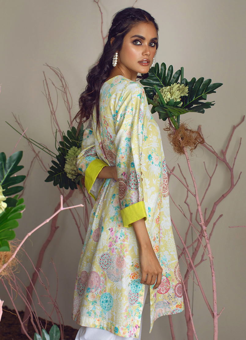 Printed Cotton Satin Kurta - Printed