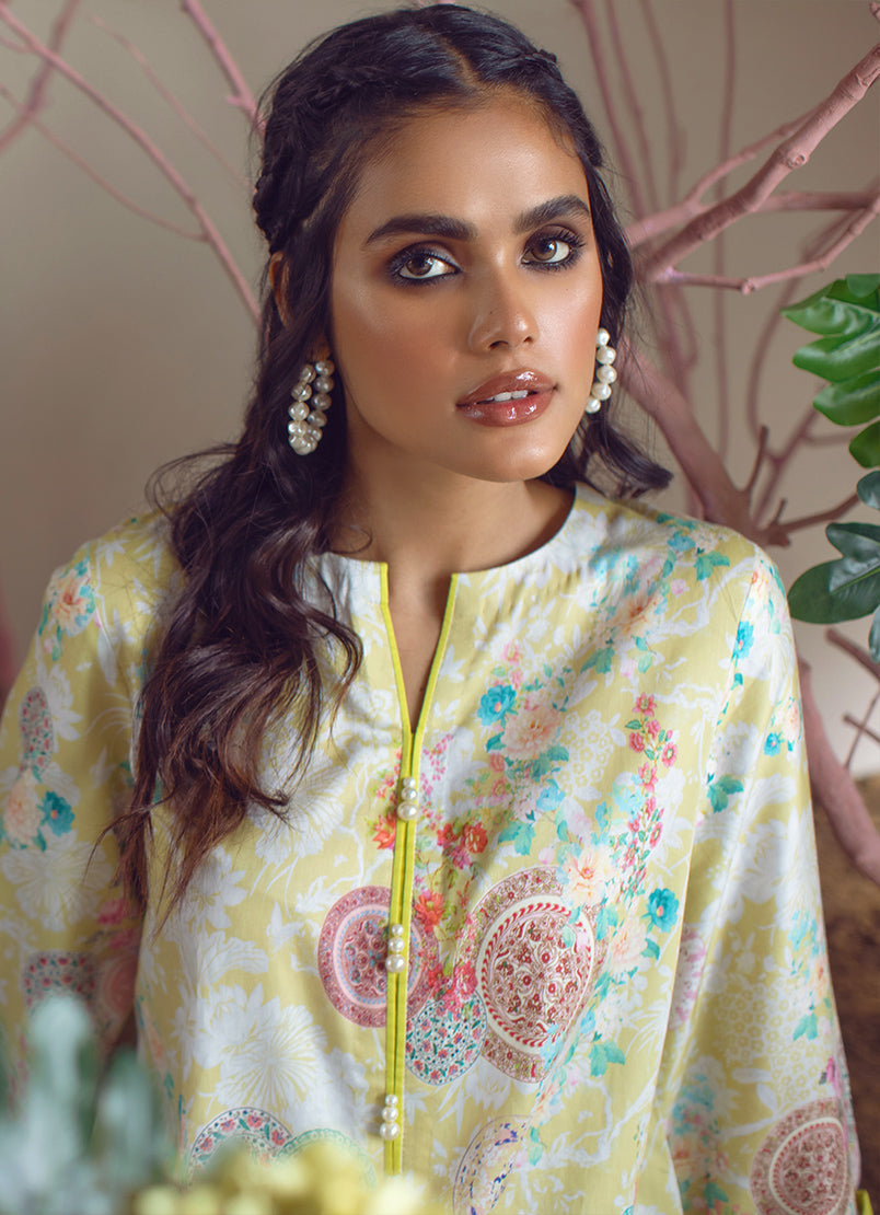 Printed Cotton Satin Kurta - Printed