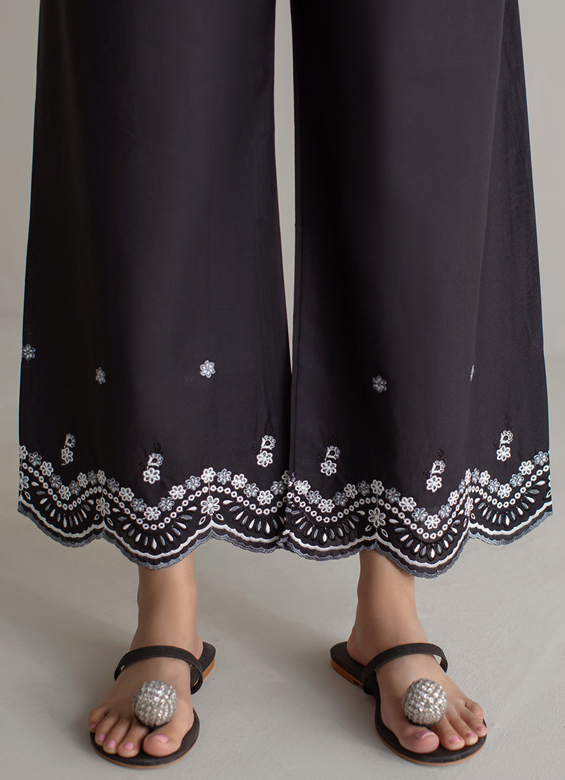 Black Schiffli Embroidered Pant